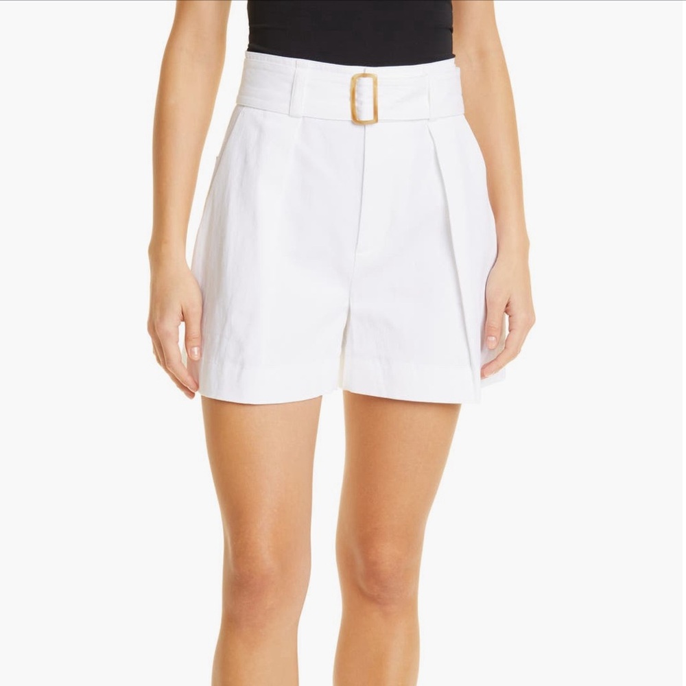 Vince Belted Stretch Cotton & Linen Twill Shorts